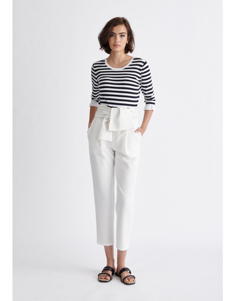 Waist Tie Peg Leg Trousers - 13