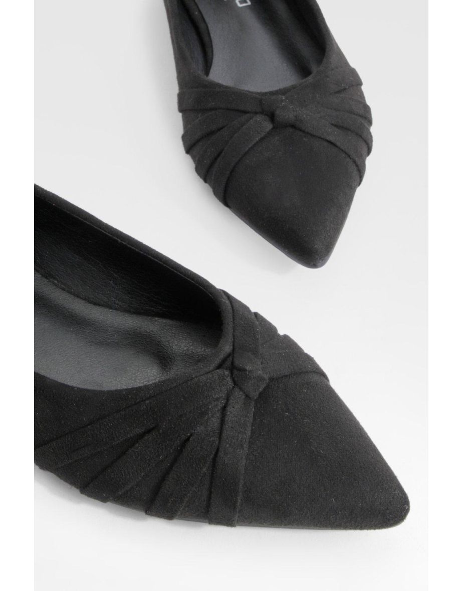 Wide Fit Twist Front Pointed Flats - black - 3