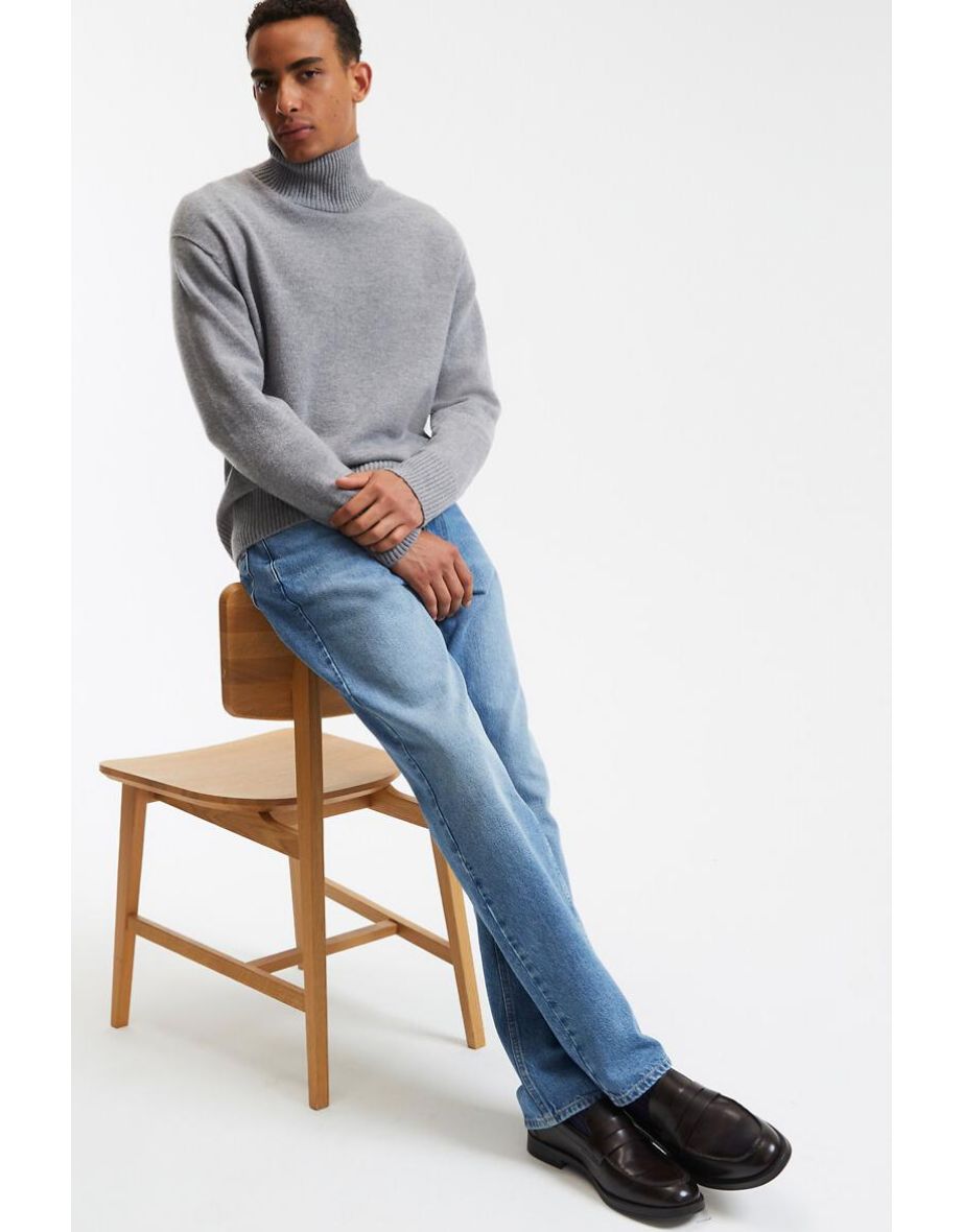 Wool/Cashmere Jumper/Sweater with Funnel Neck, Made in France