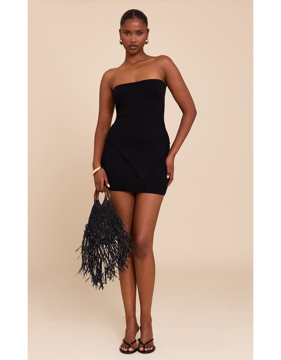 Black Fine Knit Mini Skirt