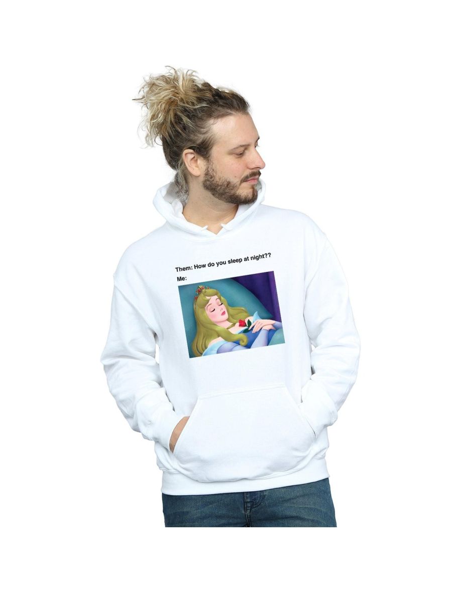 Disney Mens Sleeping Beauty Meme Hoodie - White