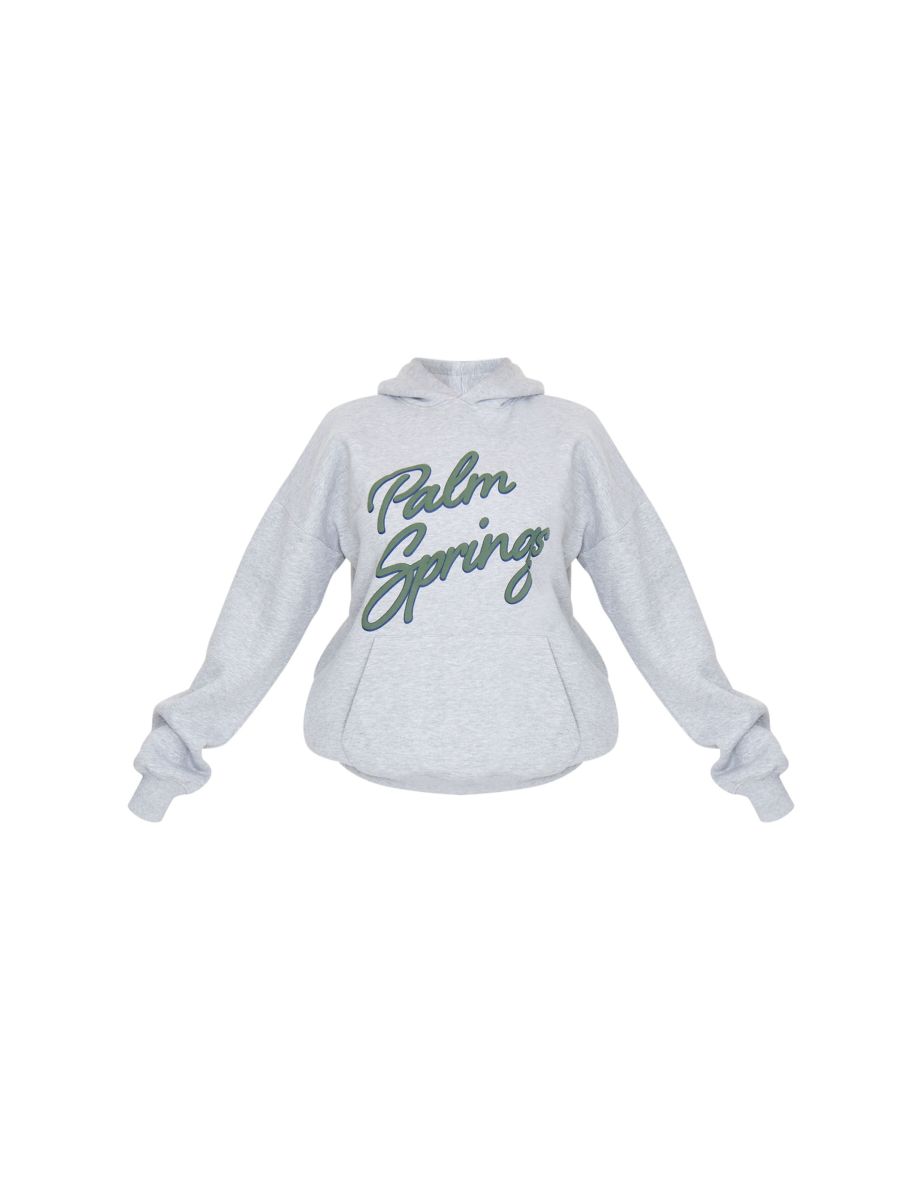 Ash Grey Palm Springs Print Oversized Hoodie - 4
