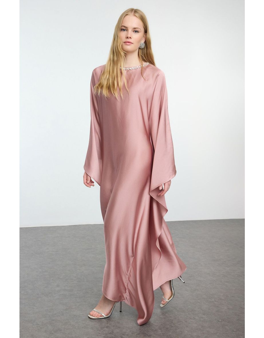 Dusty Rose Satin Woven Evening Dress