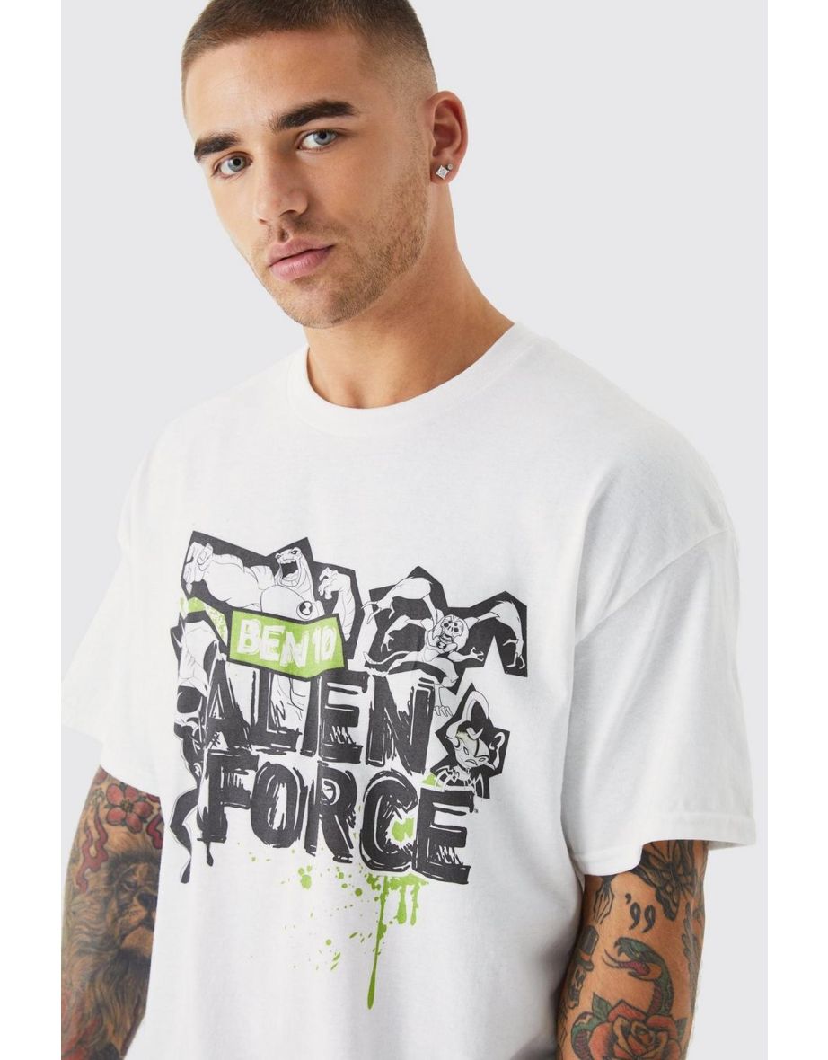 Oversized Ben 10 License T-shirt - white - 2