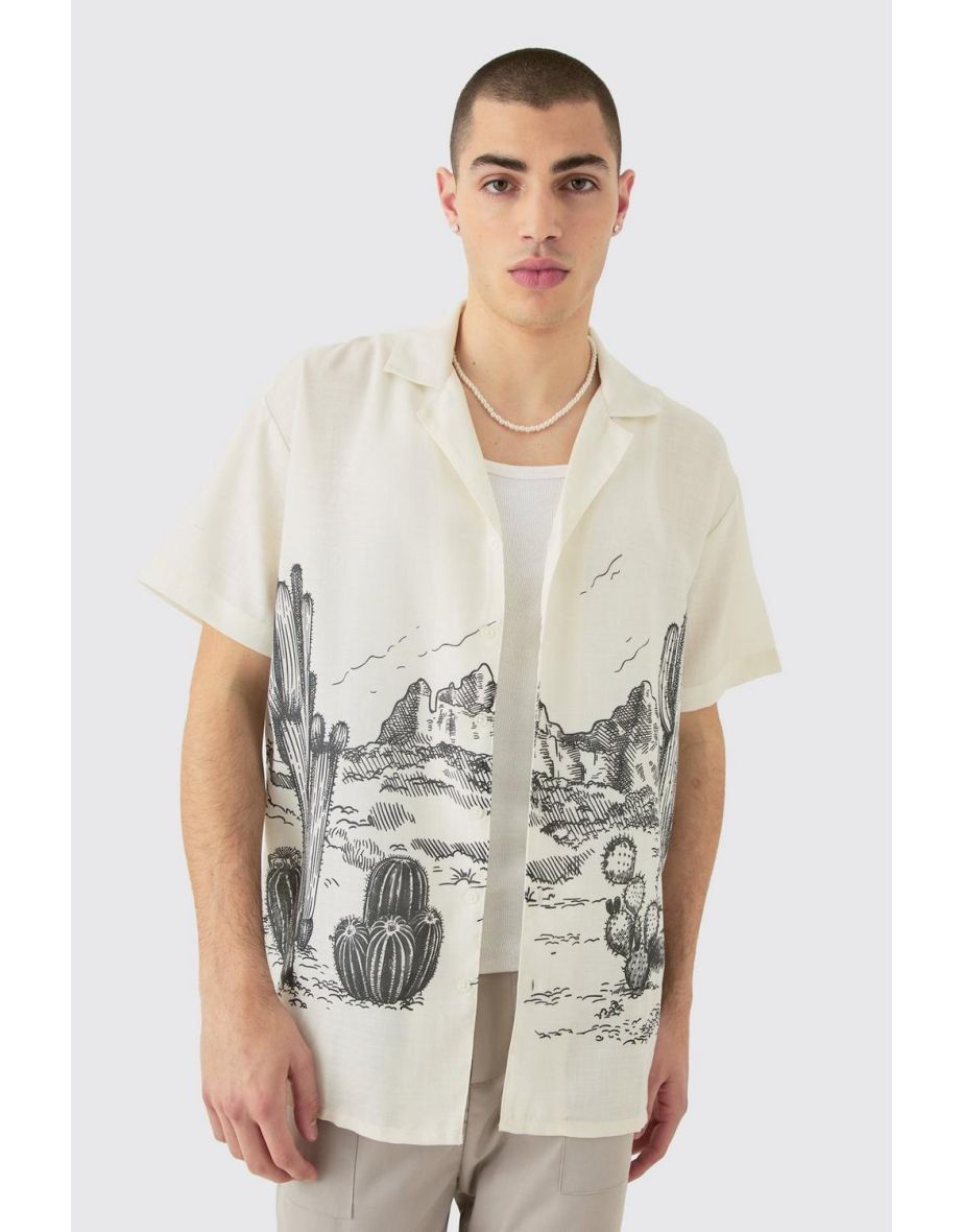 Oversized Linen Look Cactus Shirt - ecru - 2