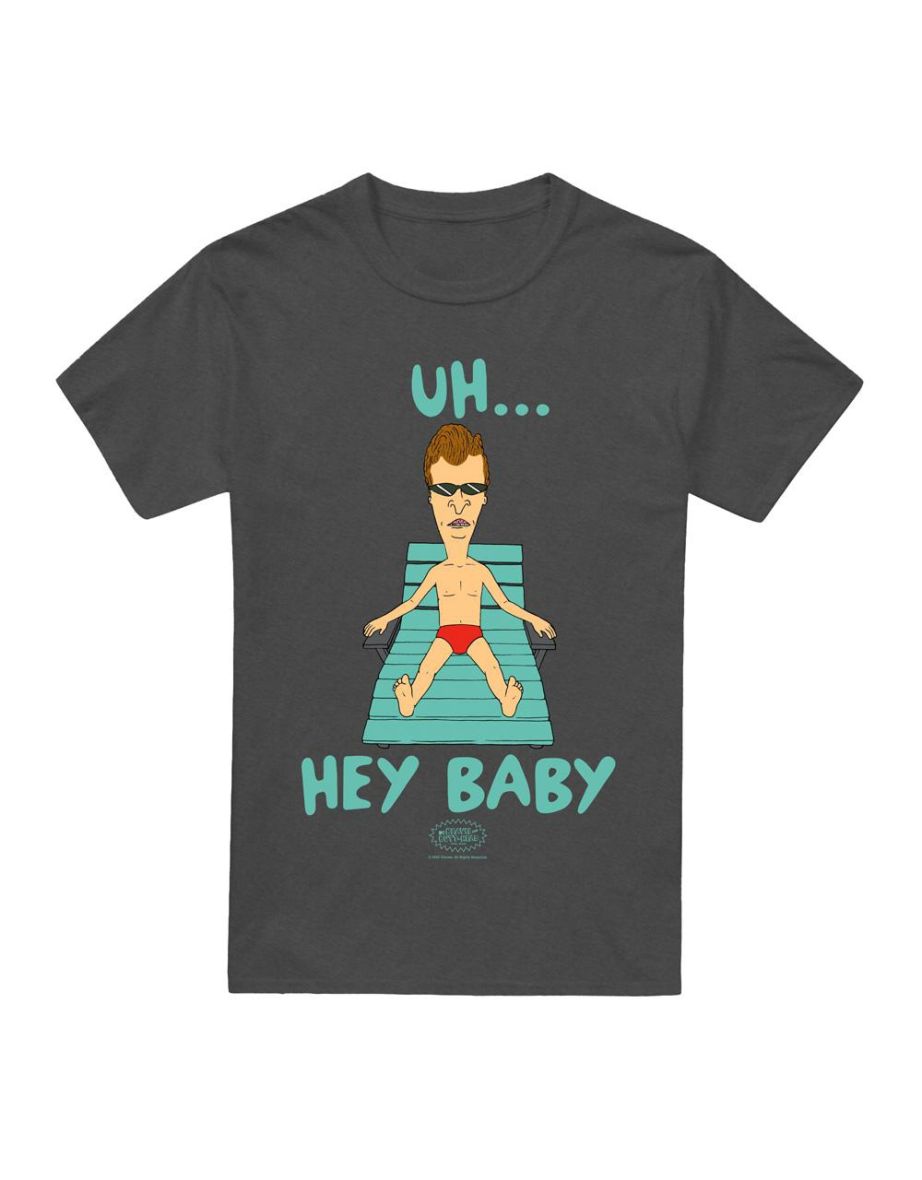 Beavis & Butthead Unisex Adult Uh Hey Baby T-Shirt - Charcoal