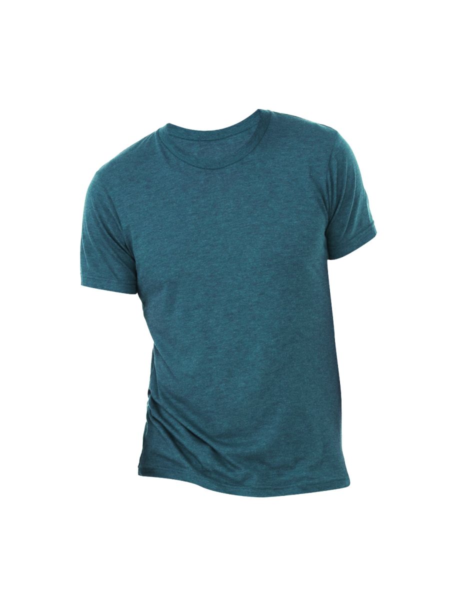 Canvas Mens Triblend Crew Neck Plain Short Sleeve T-Shirt - Steel Blue Triblend