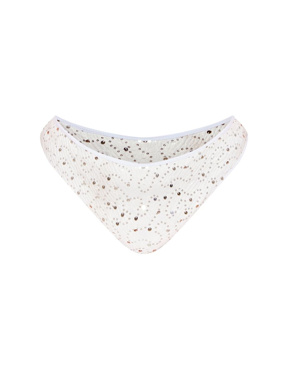 Plus White Sequin High Waisted Bikini Bottoms - 3