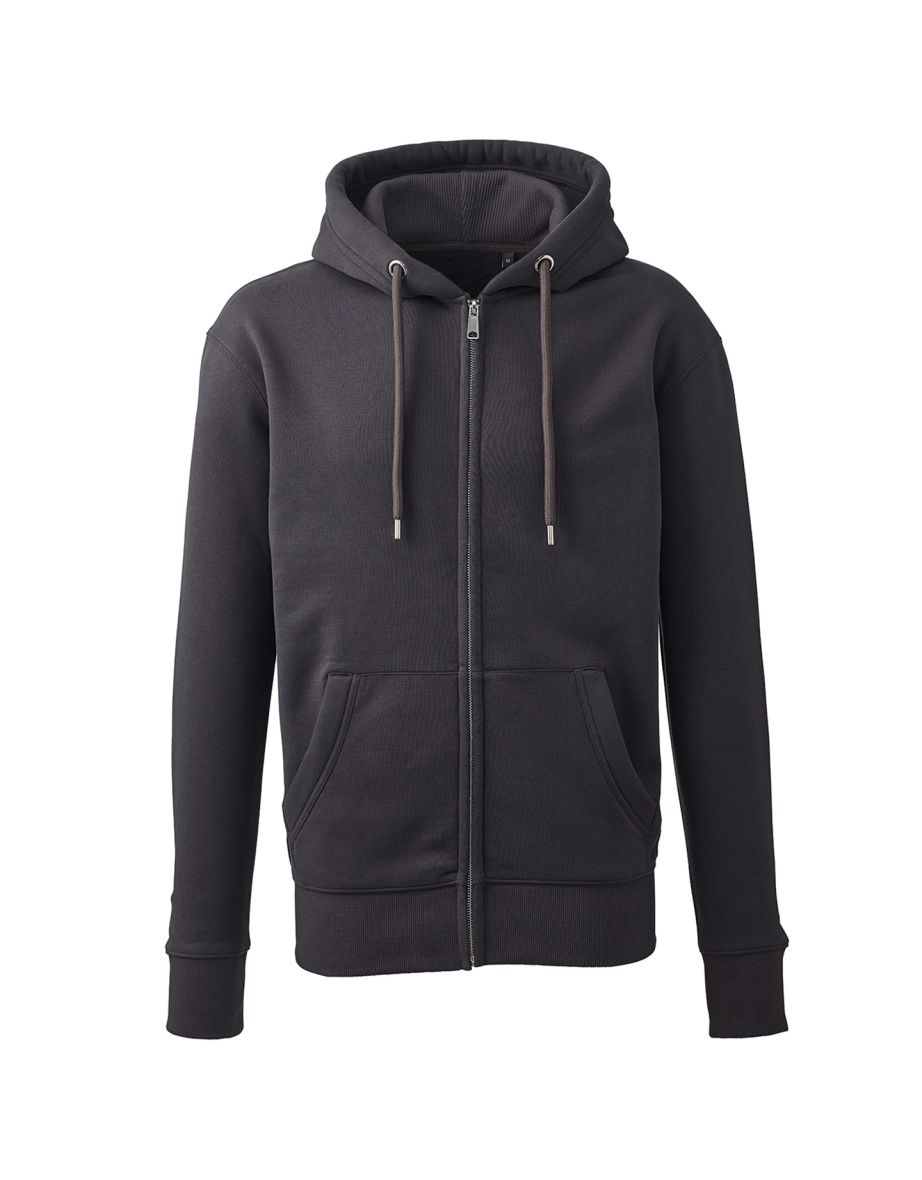 Anthem Mens Organic Full Zip Hoodie - Charcoal