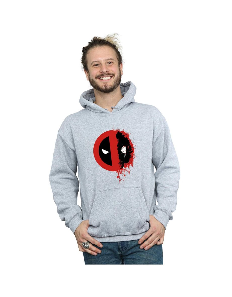 Deadpool Mens Paint Splatter Logo Hoodie - Sports Grey - 3