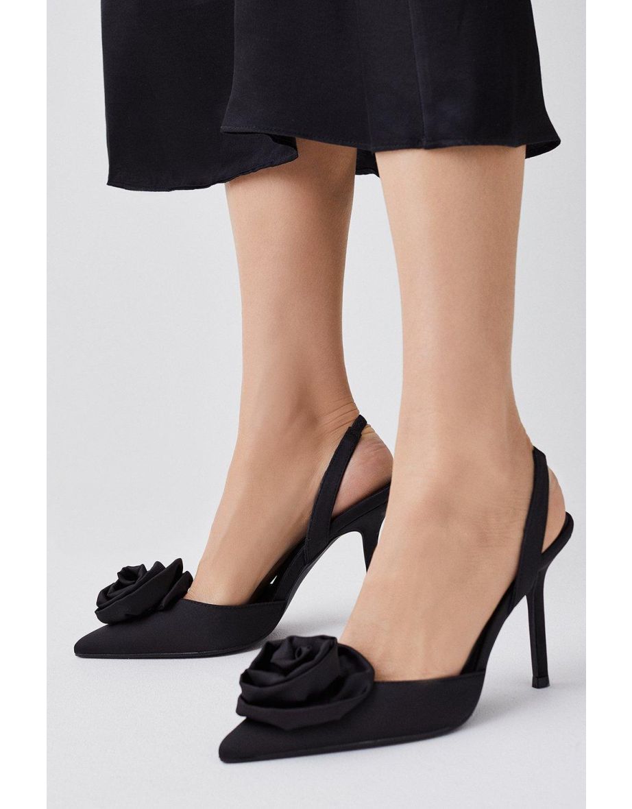 Flower Detail Court Slingback Heel