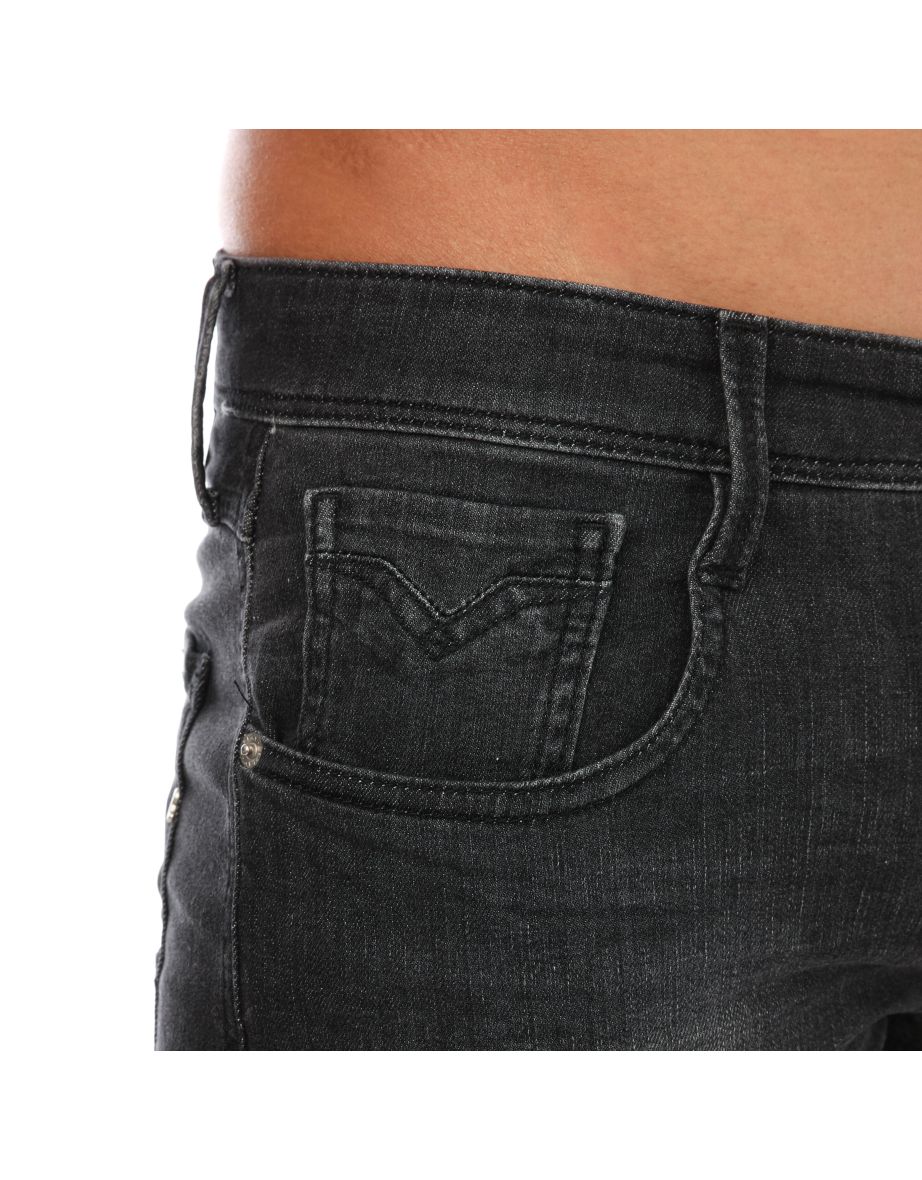 Men's Replay Anbass Slim Fit Jeans in Black - 3