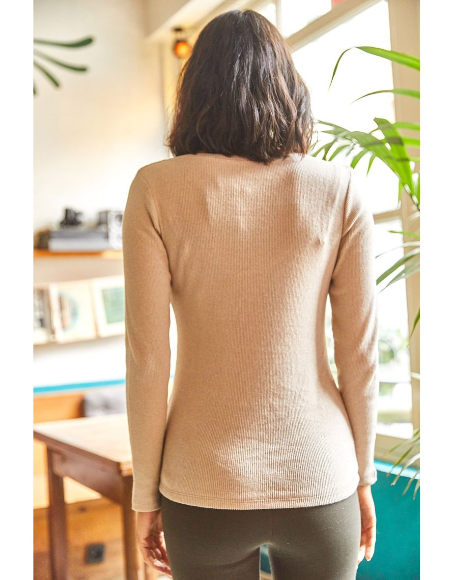 Women's Stone Crew Neck Long Sleeve Lycra Blouse - 4