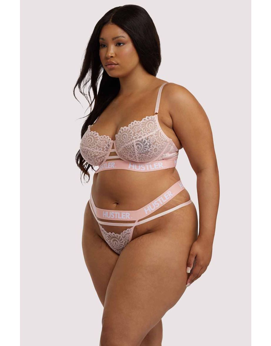 Branded Lace Baby Pink Thong - 4