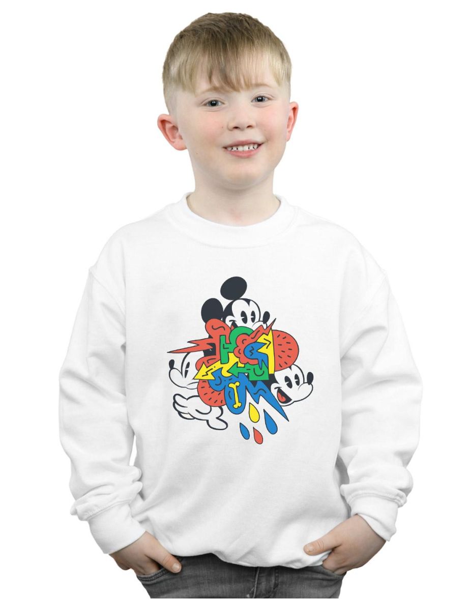 Disney Boys Mickey Mouse Vintage Arrows Sweatshirt - White