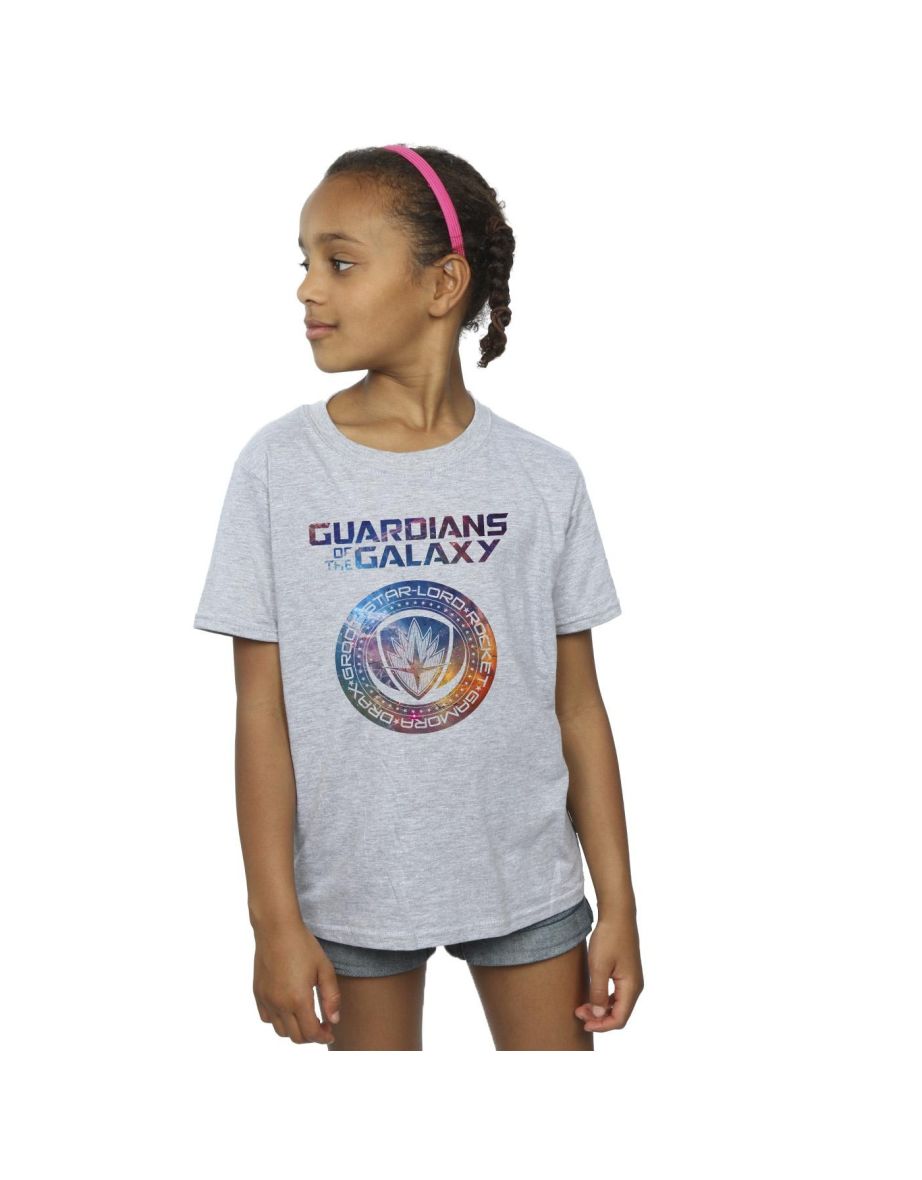 Marvel Girls Guardians Of The Galaxy Stars Fill Logo Cotton T-Shirt - Sports Grey