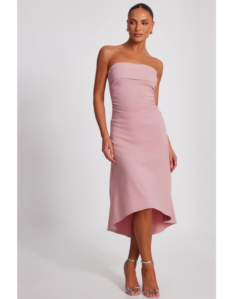 Pale Pink Bandeau Midi Dress