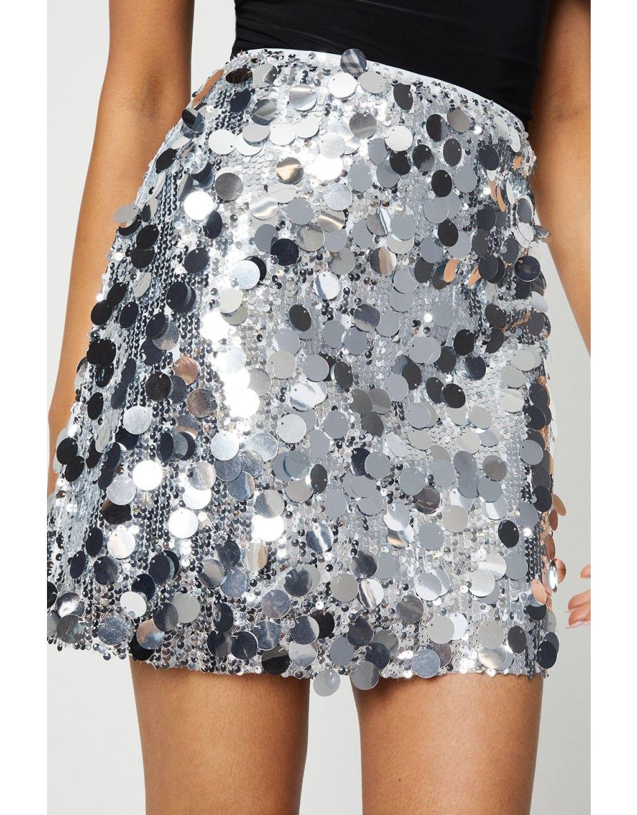 Petite Disco Sequin Mini Skirt - 3