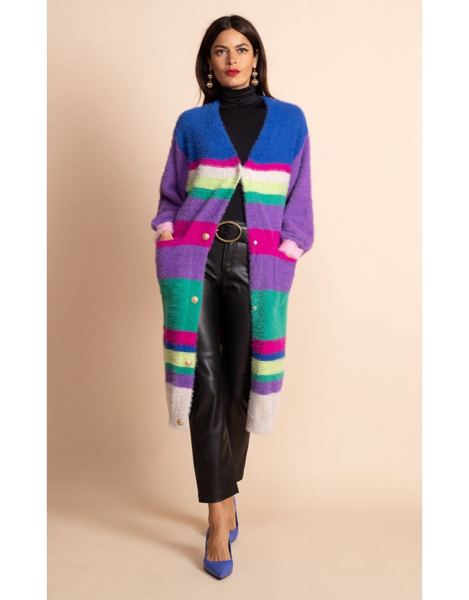 Taylor Longline Cardigan in Stripe