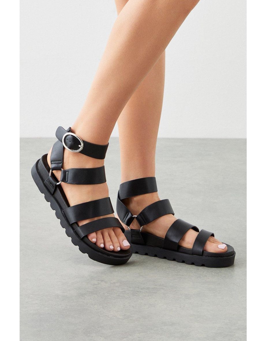 Chunky Platform Velcro Strap Gladiator Sandals - Black – AJ VOYAGE