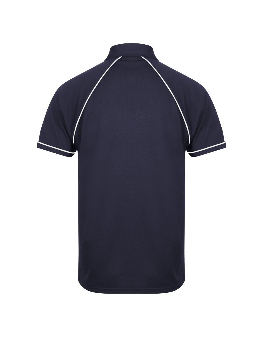 Finden & Hales Mens Piped Performance Sports Polo Shirt - Navy/White - 1