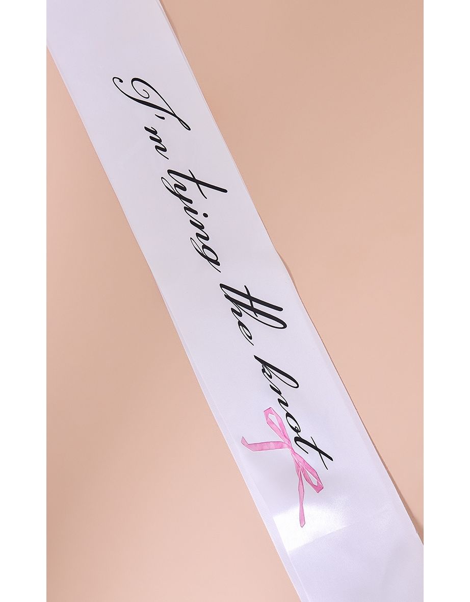 White 'Buy Me A Shot' Bridal Sash - 2
