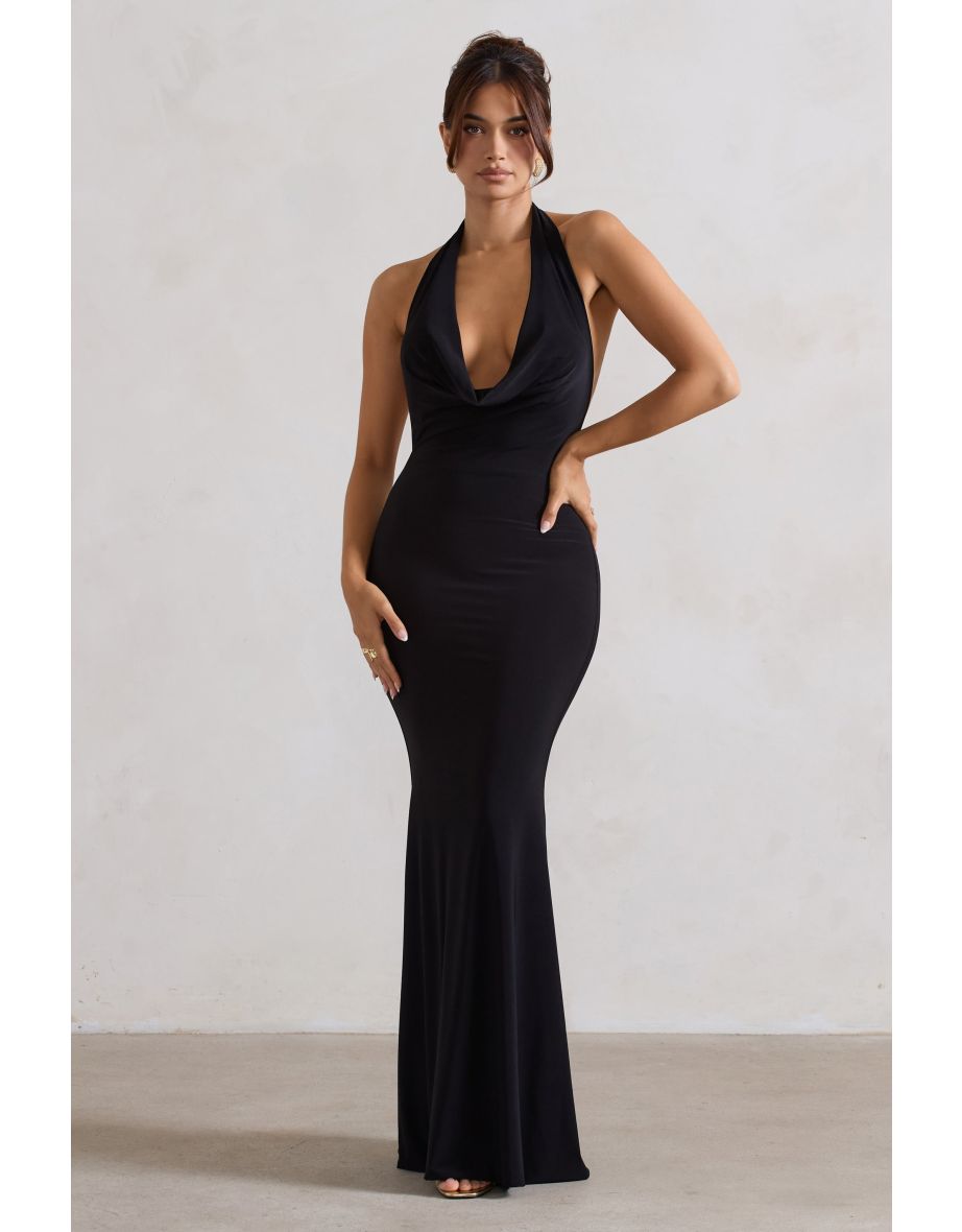 Milani | Black Cowl Neck Fishtail Maxi Dress