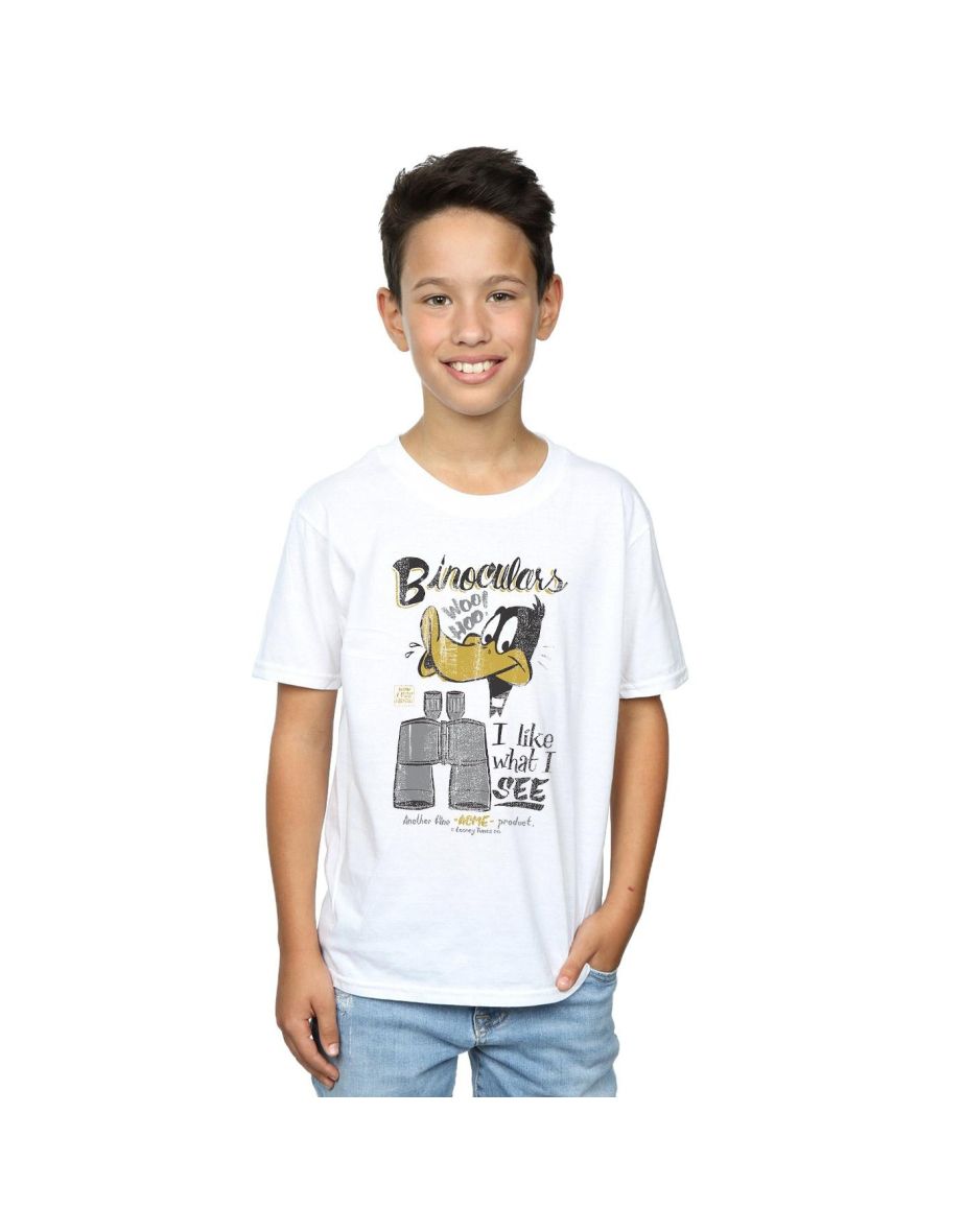 Looney Tunes Boys Daffy Duck Binoculars T-Shirt - White