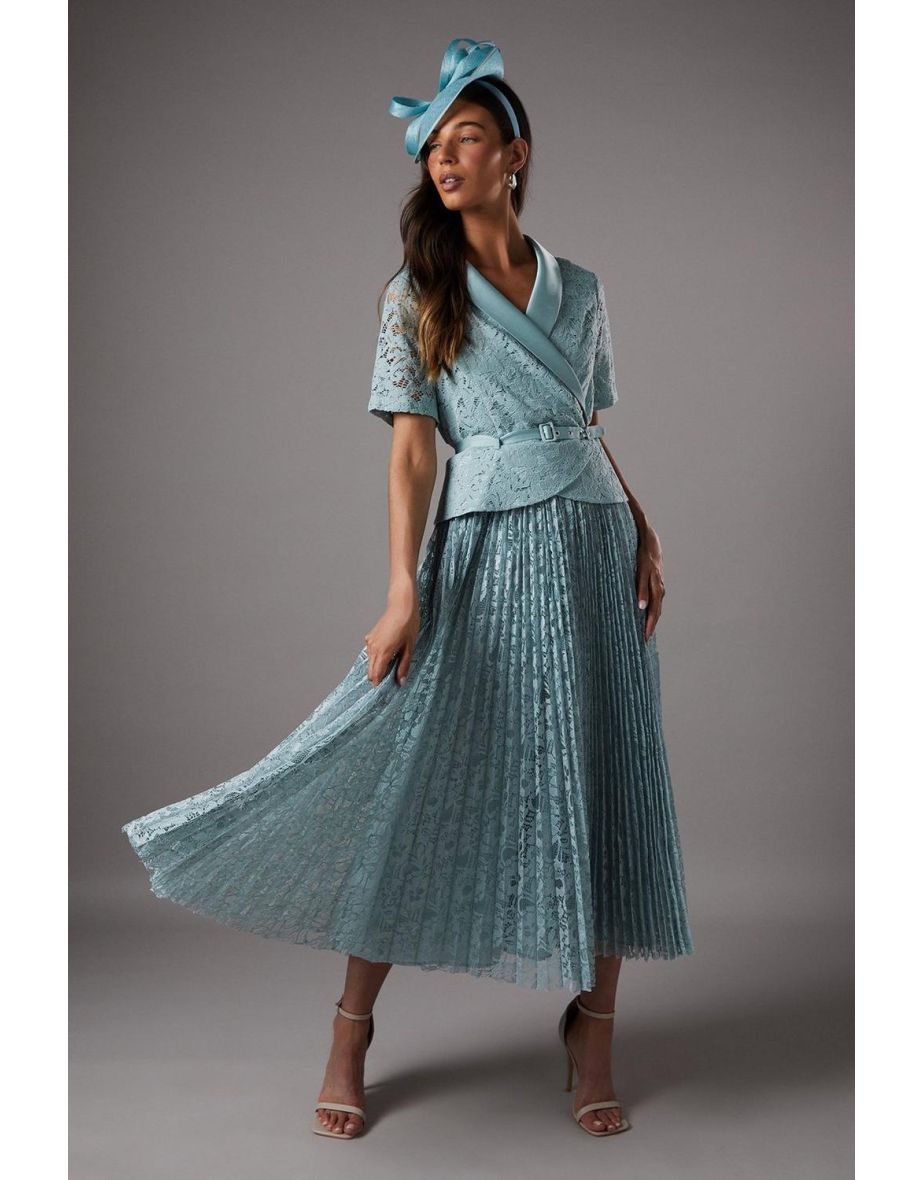 Lace Midi Wrap Top Full Skirt Dress