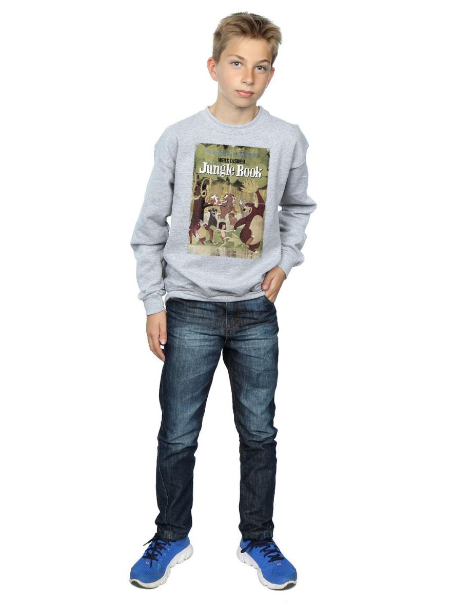 Disney Boys The Jungle Book Retro Poster Sweatshirt - Sports Grey - 3