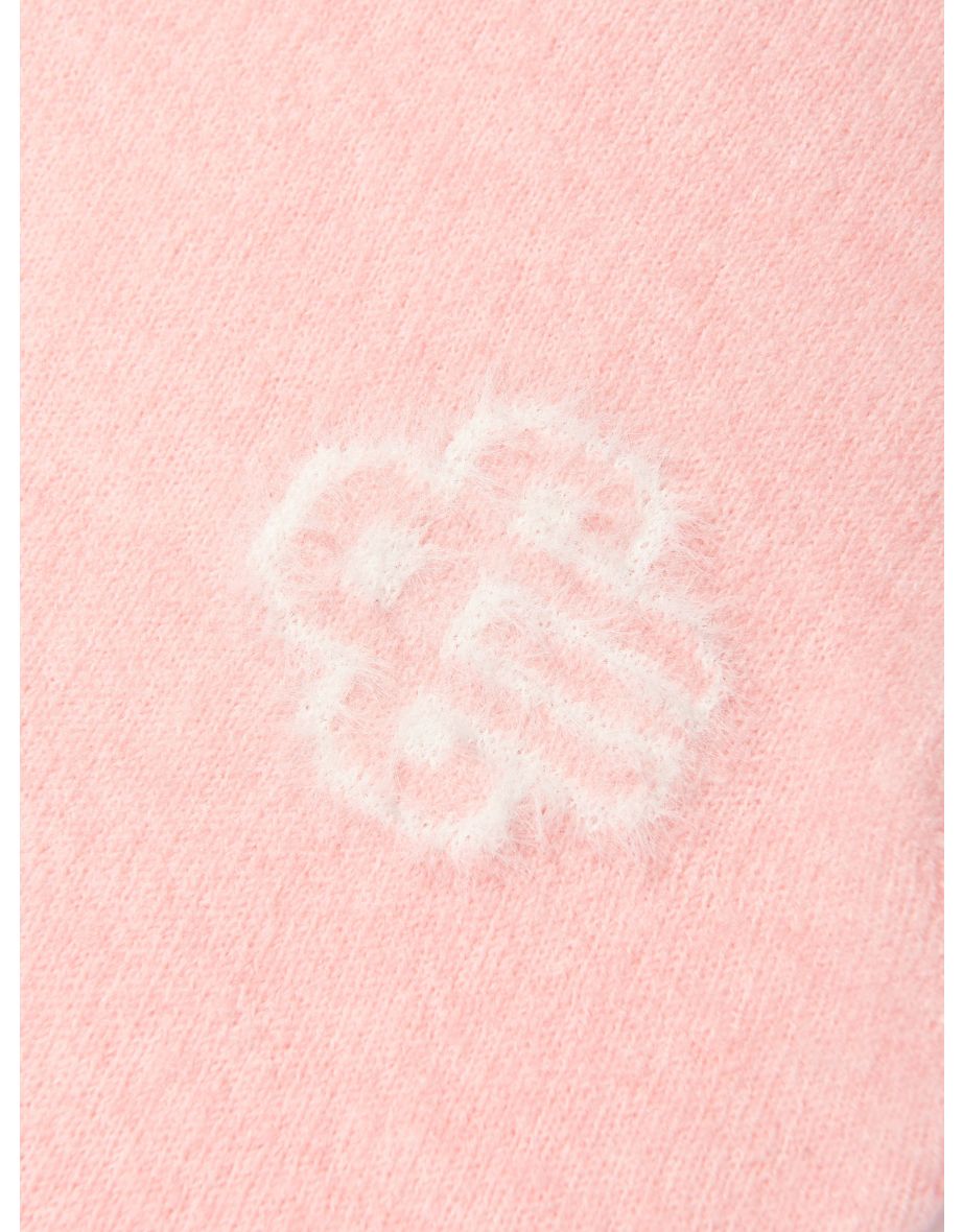 Kids Fluffy Knit Emblem Jumper in Pink - 3