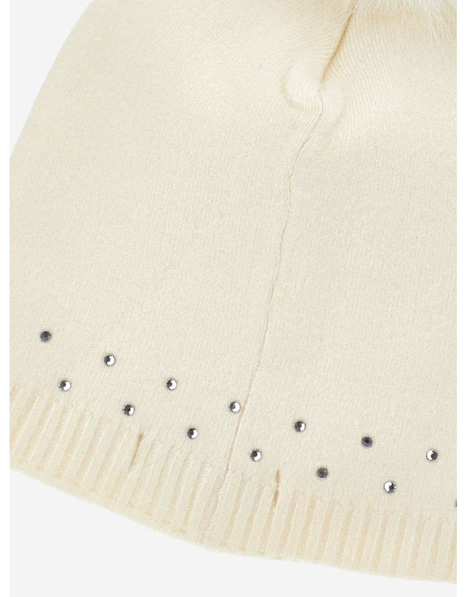 Monnalisa Baby Girls Wool Diamante Bobble Hat in Ivory - 3