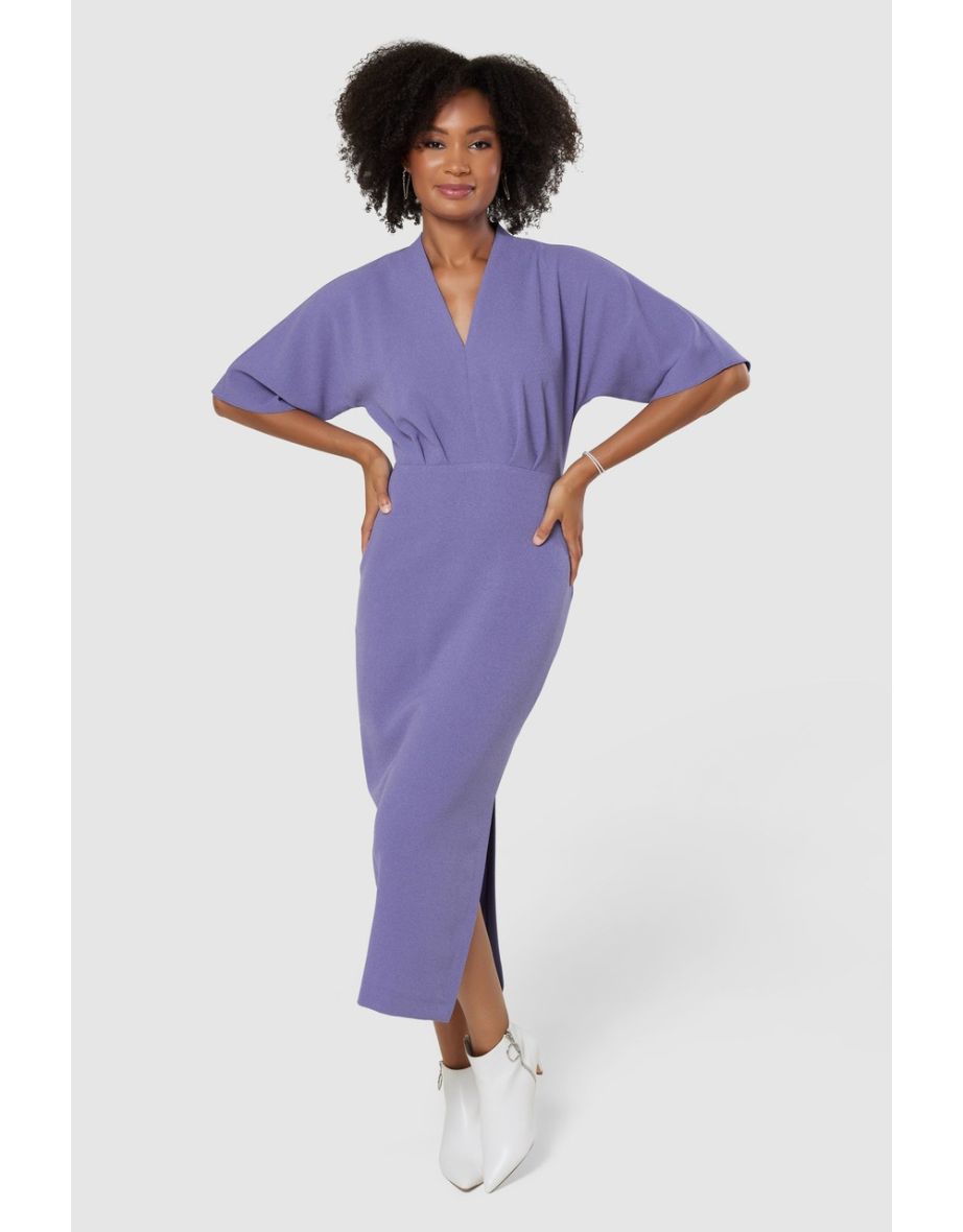 Closet London Lilac Purple Pencil  Kimono sleeves Midi Dress