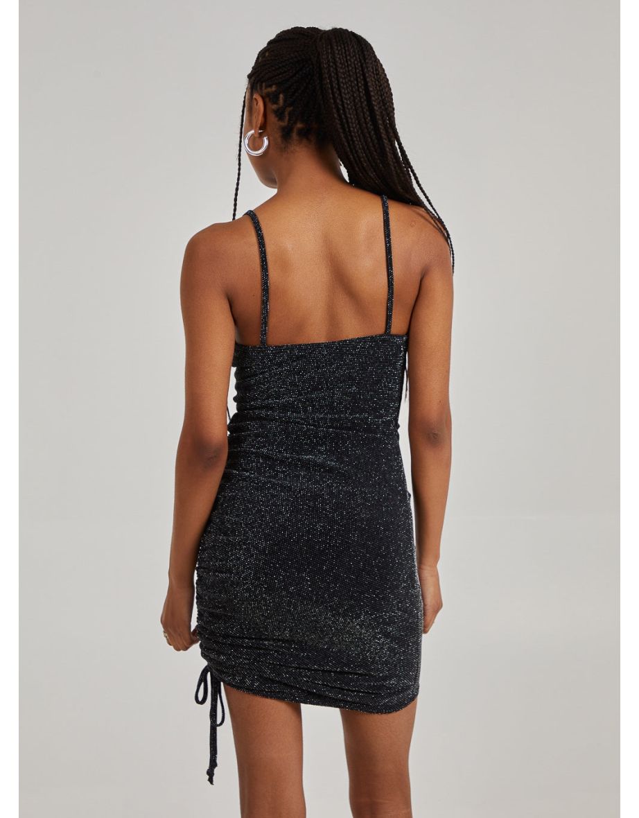Glitter Cowl Neck Mini Dress - 3