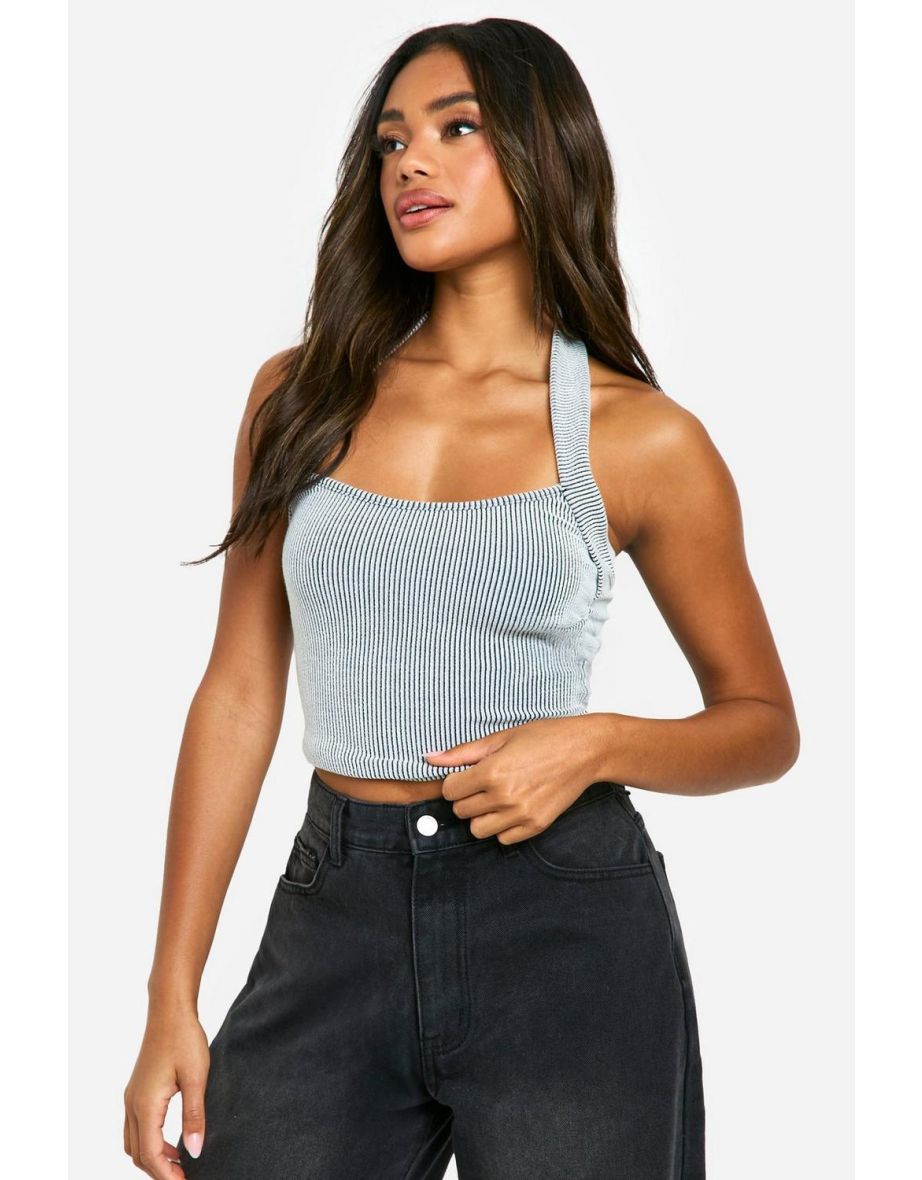 Ribbed Halter Neck Top