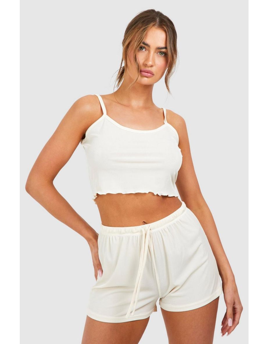 Cami Vest And Short Pyjamas - cream