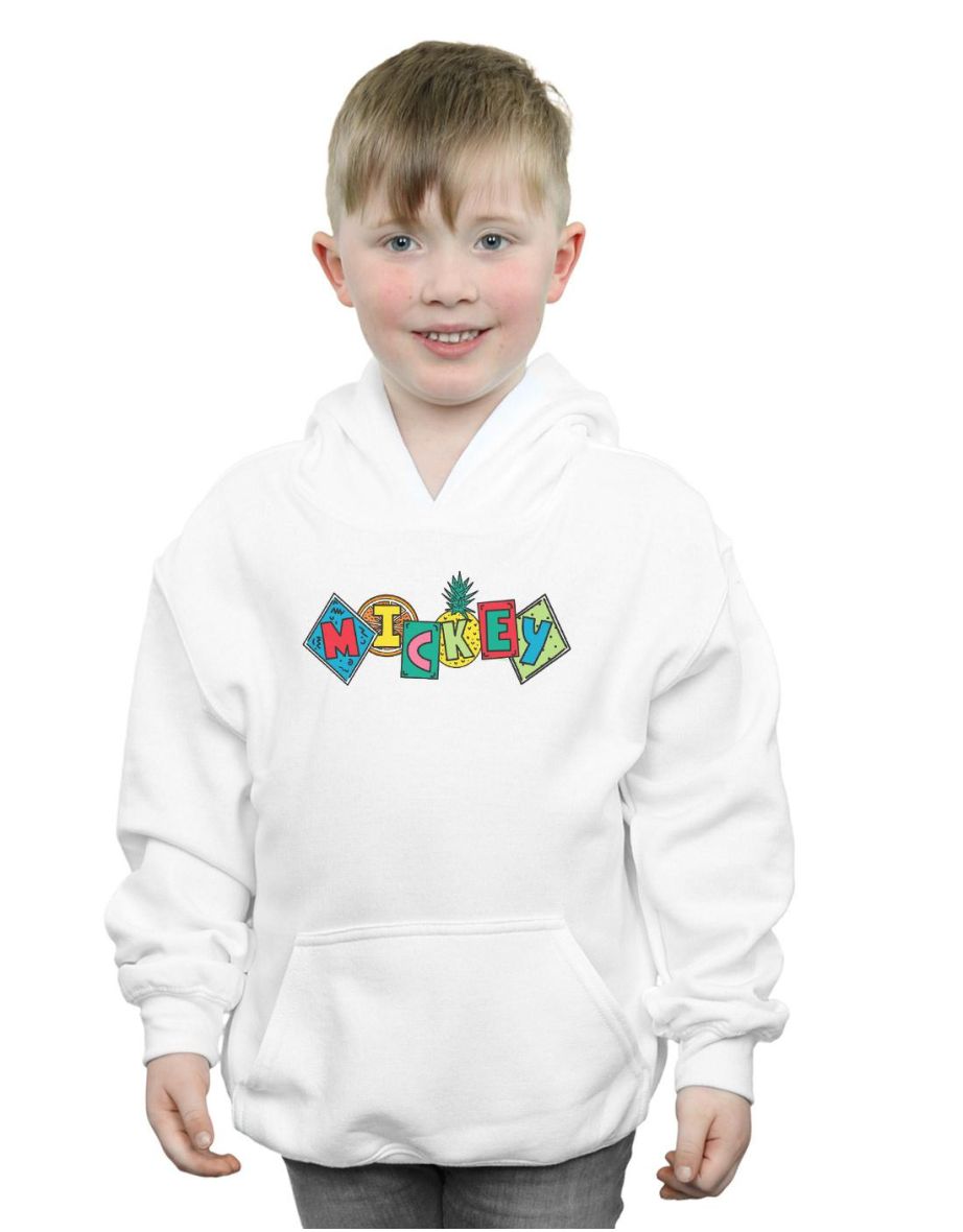 Disney Boys Mickey Mouse Fruit Blocks Hoodie - White