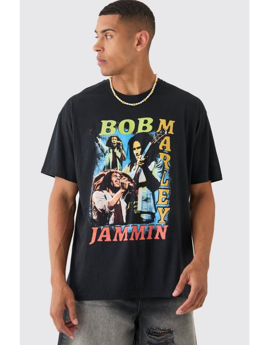 Oversized Bob Marley License T-shirt - black