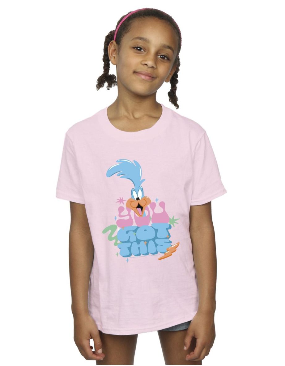 Looney Tunes Girls Roadrunner You Got This Cotton T-Shirt - Baby Pink