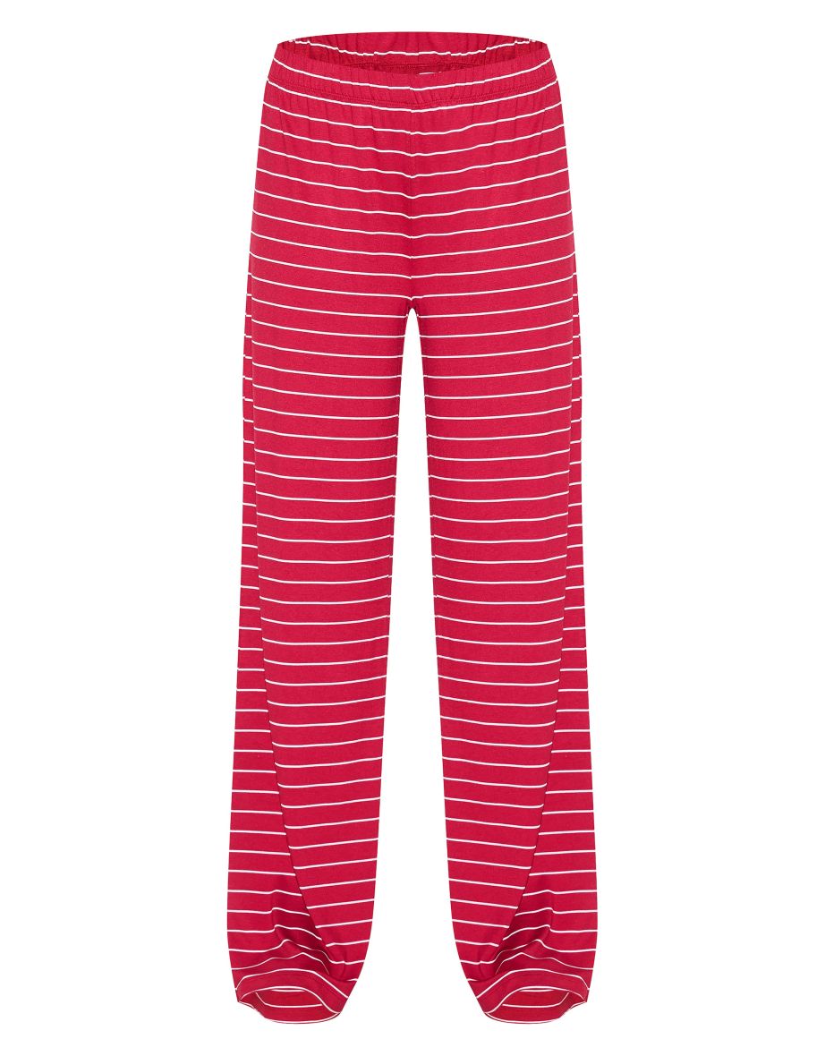 Red Striped Wide Leg Trousers - 4