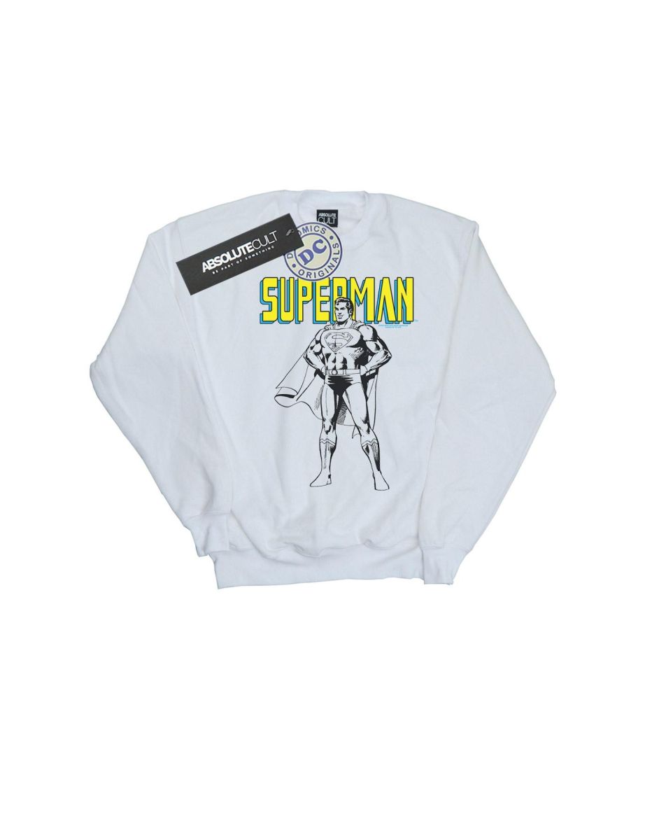 DC Comics Boys Superman Mono Action Pose Sweatshirt - White