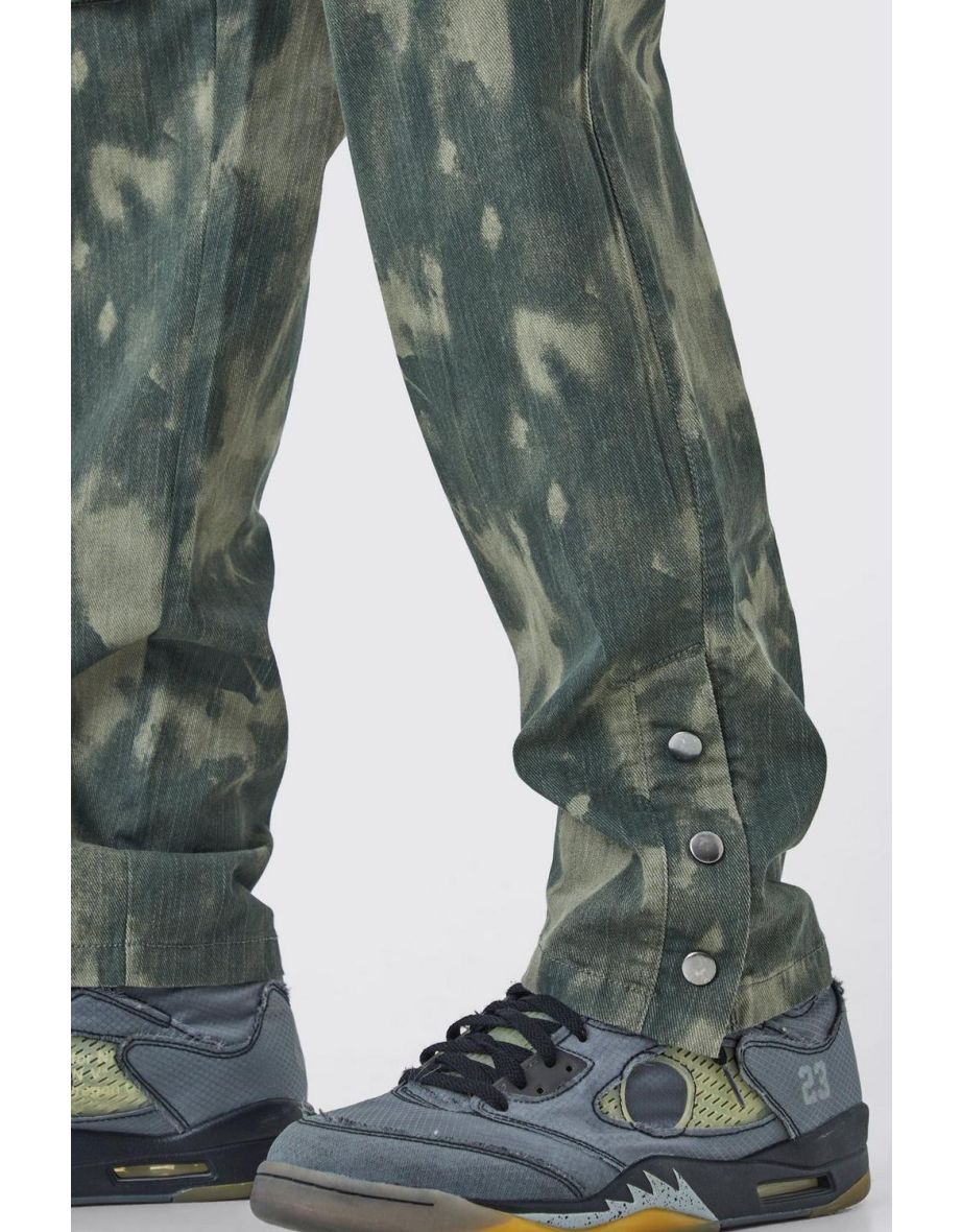 Slim Smoke Camo Cargo Trouser With Popper Hem - 2