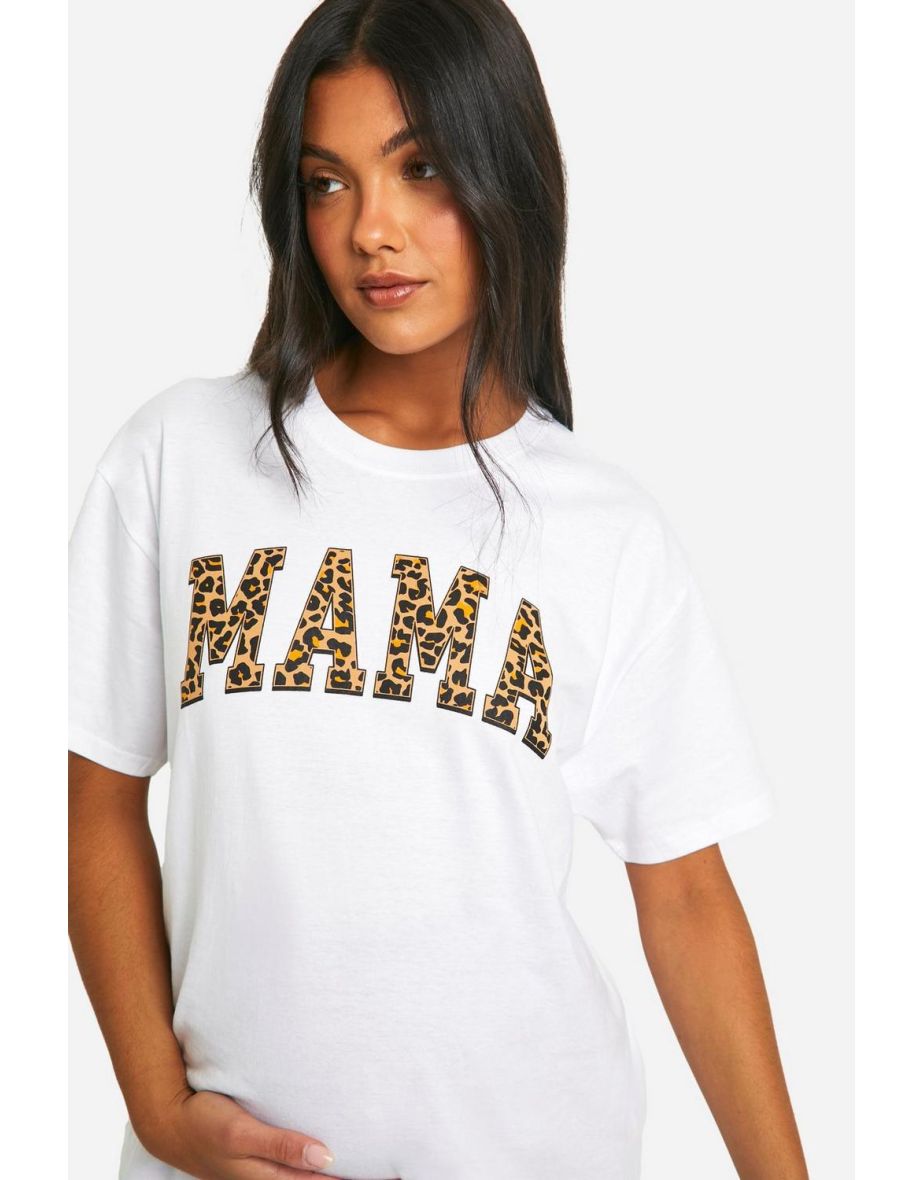 Maternity Mama Leopard Print Oversized T-shirt - white - 3