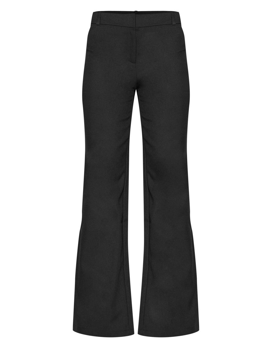 Black Woven Tailored Wide Leg Belt Detail Trousers - 4
