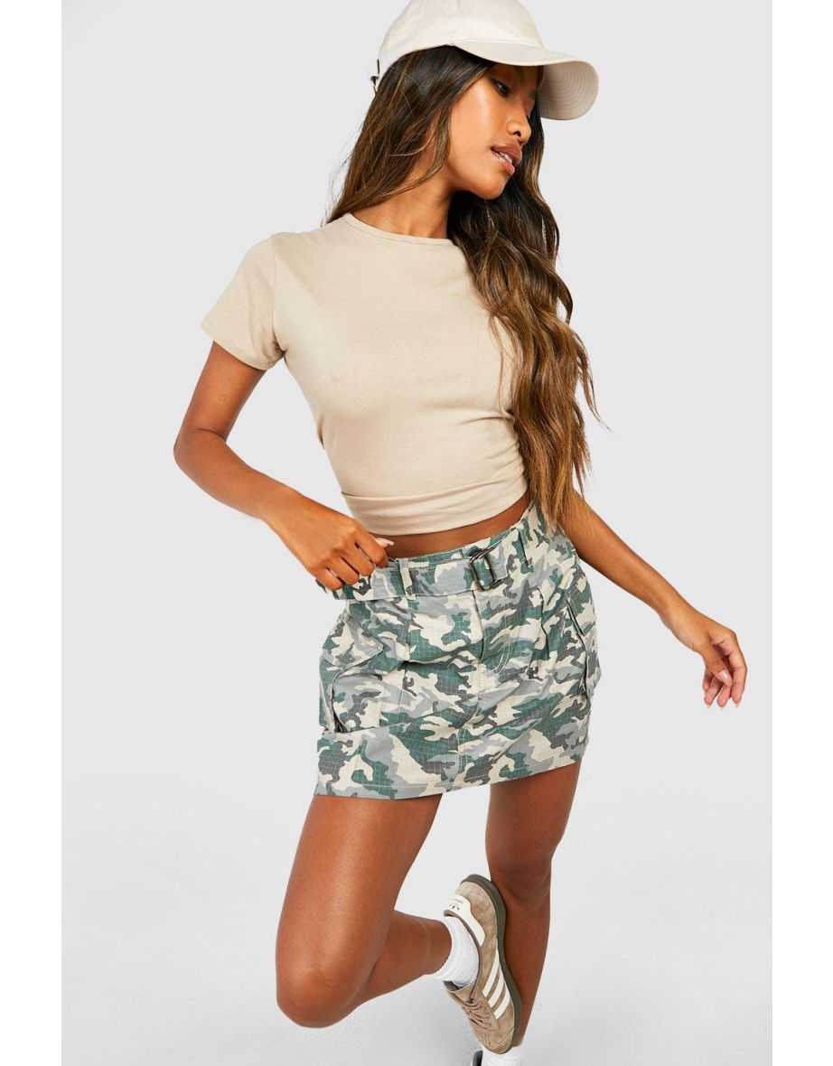 Green cargo camo mini skirt best sale