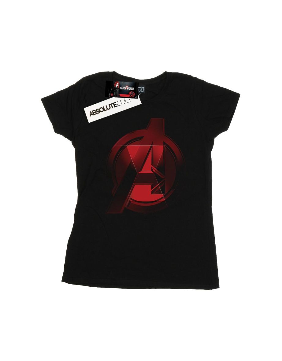 Marvel Womens/Ladies Black Widow Movie Avengers Logo Cotton T-Shirt - Black - 1
