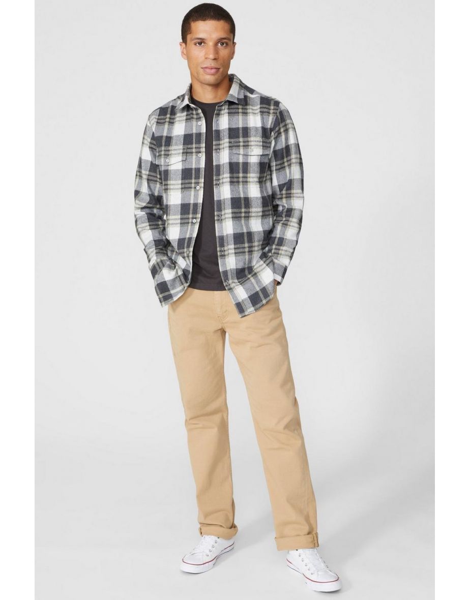 Brushed Check Button Down - grey - 3