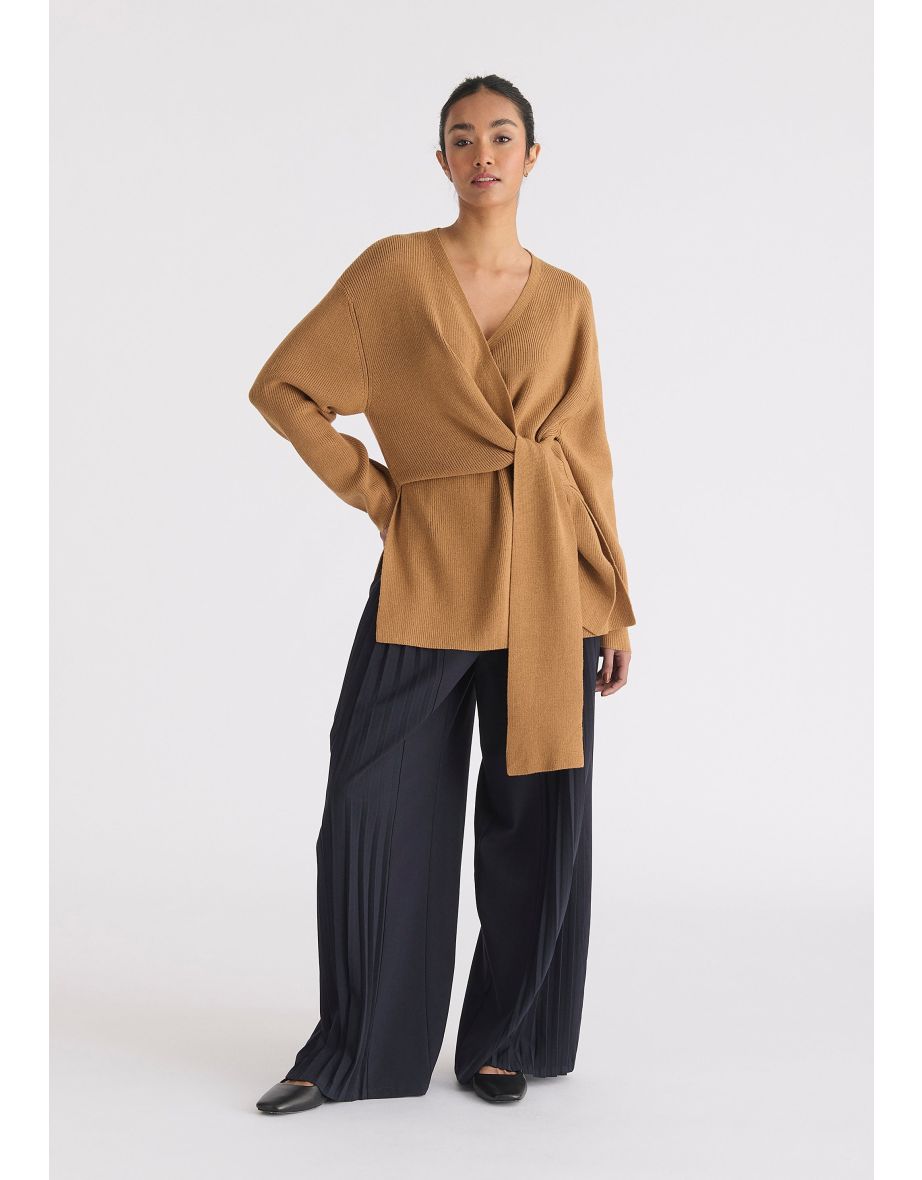 Wrap Side Tie Knit Jumper
