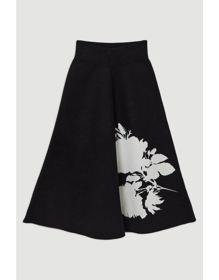Floral Jacquard Viscose Blend Milano Knit Midaxi Skirt Co-Ord - 3