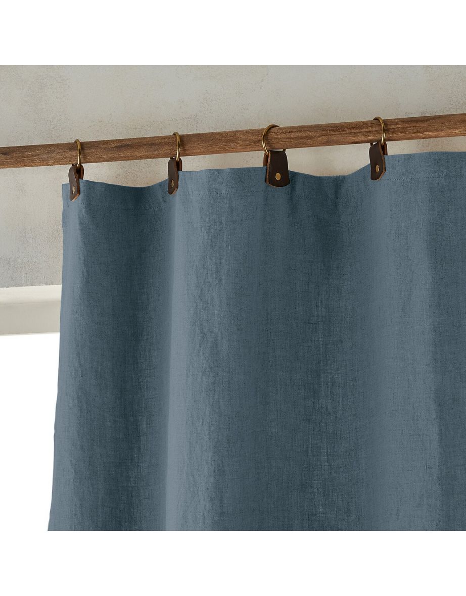 Home Private Linen Single Curtain With Leather Tabs Vogacloset